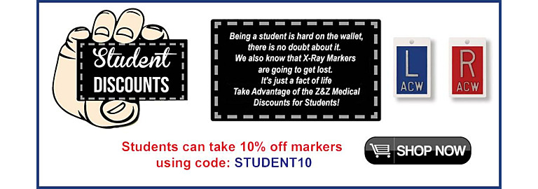 Lead X-Ray Markers for Radiology Students