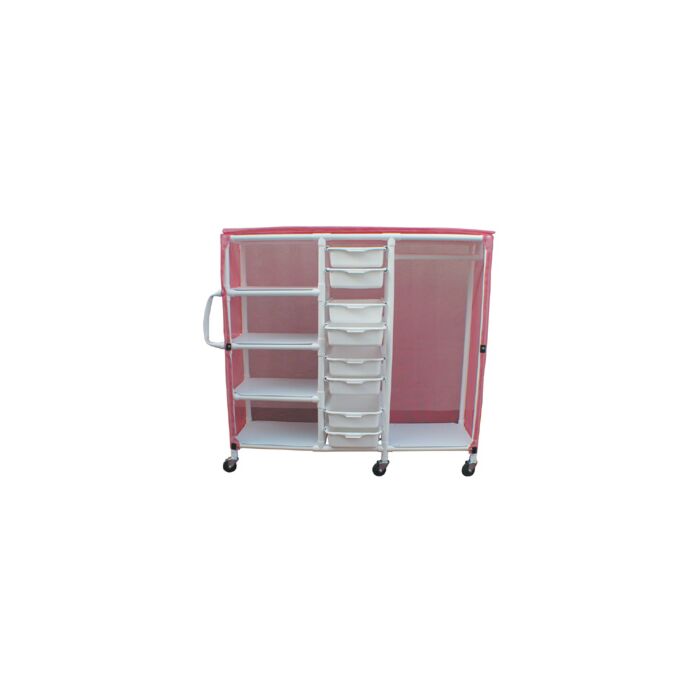 Combo PVC Cart with Storage Bins / Shelves / Clothes Closet (8 Bins)
