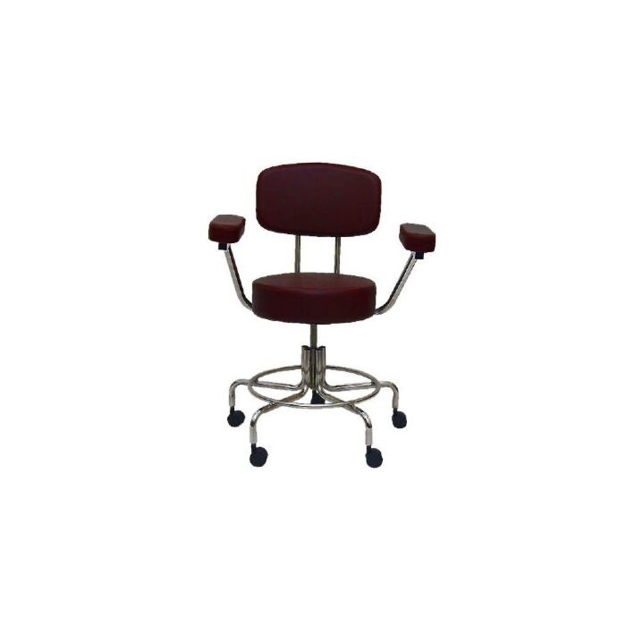 MRI Non-Magnetic Adjustable Stool with backrest, arms & Casters (16 - 22 in.)
