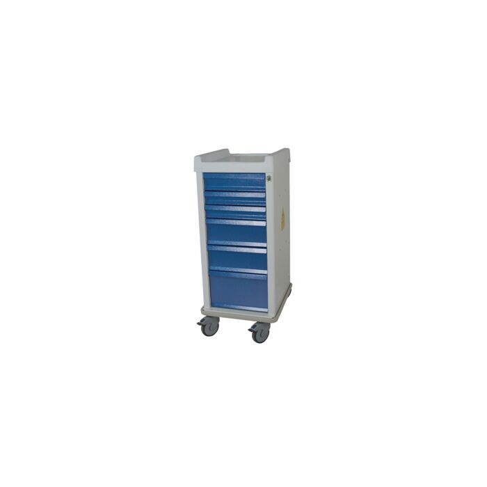 MRI-Conditional Narrow Six Drawer Anesthesia Cart Key Lock Standard Package