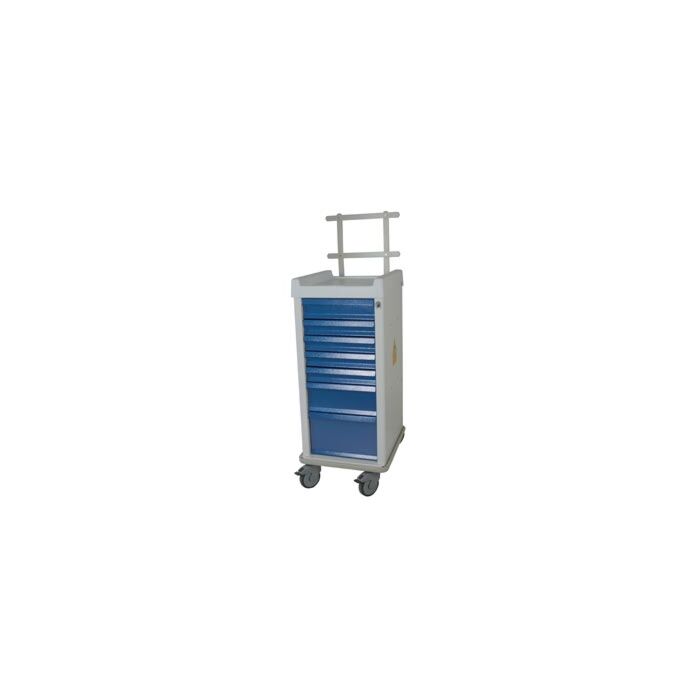 MRI-Conditional Narrow Seven Drawer Anesthesia Cart Key Lock Specialty Package