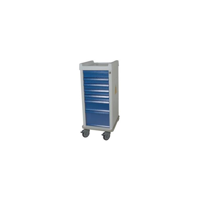 MRI-Conditional Narrow Seven Drawer Anesthesia Cart Key Lock Standard Package