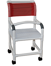 PVC Shower Chair w/Flat Stock Seat and Lap Security Bar (18" Width)