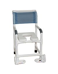 PVC Shower Chair with Deluxe Elongated Seat and Footrest (18" Width)