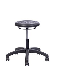 Round Poly Stool-5" Adjustment-Without Footring-Black ABS Plastic