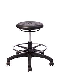 Round Poly Stool-8" Adjustment-With Footring-Black ABS Plastic