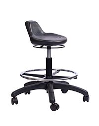 Sit to Stand Stool-10" Adjustment-With Footring-Black ABS Plastic