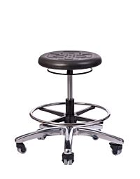 Round Poly Stool-8" Adjustment-With Footring-Aluminum Base