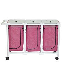 Triple Bag PVC Hamper with Zipper Front