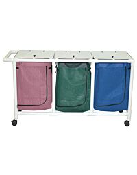 High Capacity Triple Bag PVC Hamper w/ Optional Foot Pedal