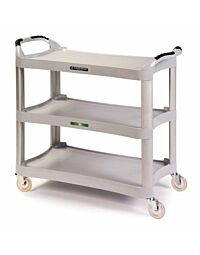 500 lb Capacity Three Shelf Plastic Utility Cart with Dual Handle