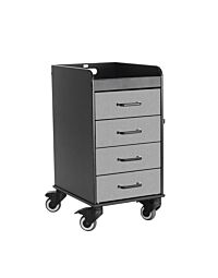 Compact Cart Storage Cart-Black with Metallic Grey Drawers