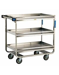 Heavy Duty Three Shelf Cart with Guard Rail (700 lb weight capacity)