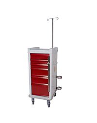 MRI-Conditional Narrow Six Drawer Emergency Cart Breakaway Lock Specialty Package