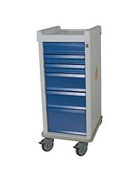 MRI-Conditional Narrow Six Drawer Anesthesia Cart Key Lock Standard Package