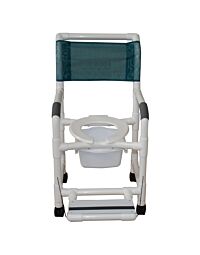 Deluxe PVC Shower Chair with Folding Footrest and Square Pail (18" Width)