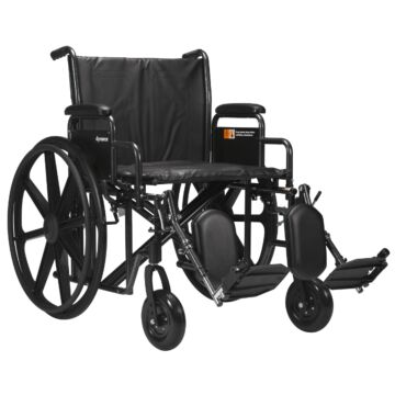 Bariatric Wheelchair with Elevating Leg Rests and Detachable Armrest