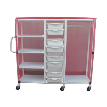 Combo PVC Cart with Storage Bins / Shelves / Clothes Closet (8 Bins)