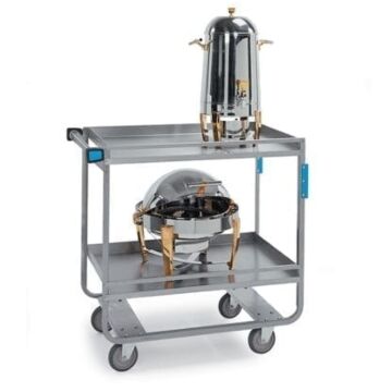 Heavy Duty 2 Shelf Cart with Large Guard Rail