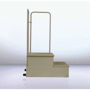 Lateral View 2 Step Weight Bearing Platform Footstool, Unassembled 