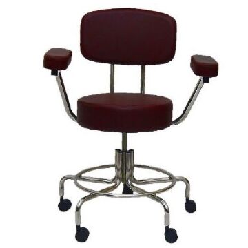 MRI Non-Magnetic Adjustable Stool with backrest, arms & Casters (16 - 22 in.)