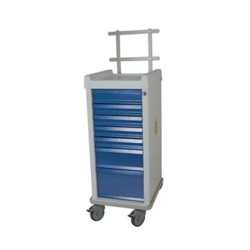 MRI-Conditional Narrow Seven Drawer Anesthesia Cart Key Lock Specialty Package