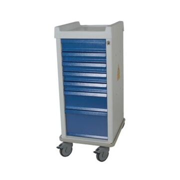 MRI-Conditional Narrow Seven Drawer Anesthesia Cart Key Lock Standard Package