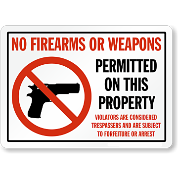 Aluminum No Firearms Sign