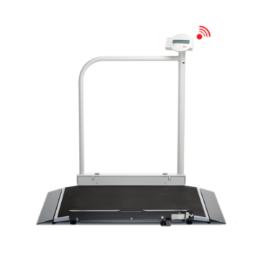 676 Electronic Wheelchair Scale with Handrail and castors - EMR Ready 