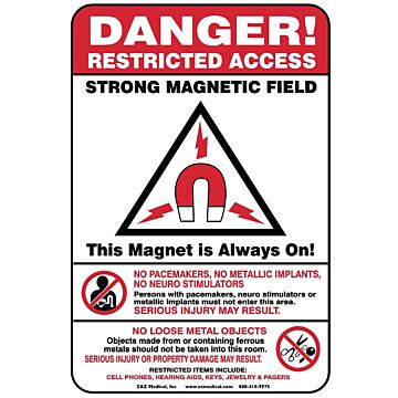 MRI Warning Wall Sign - "Magnet Always On"