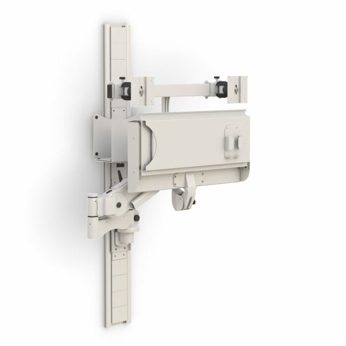 Computer Workstation Wall Mount with Extendable Arm and Dual Monitor Display