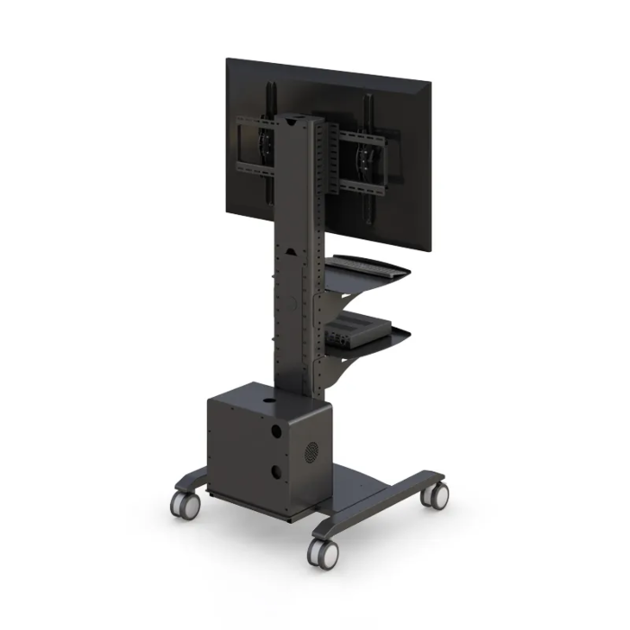Rolling computer sales monitor stand