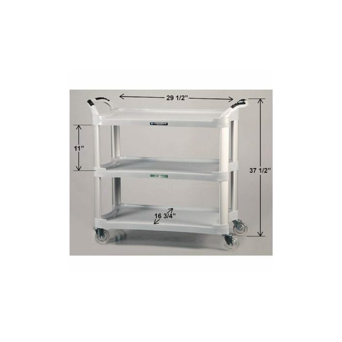 500 lb Capacity Three Shelf Plastic Utility Cart with Dual Handle