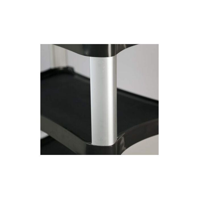 500 lb Capacity Three Shelf Plastic Utility Cart with Dual Handle