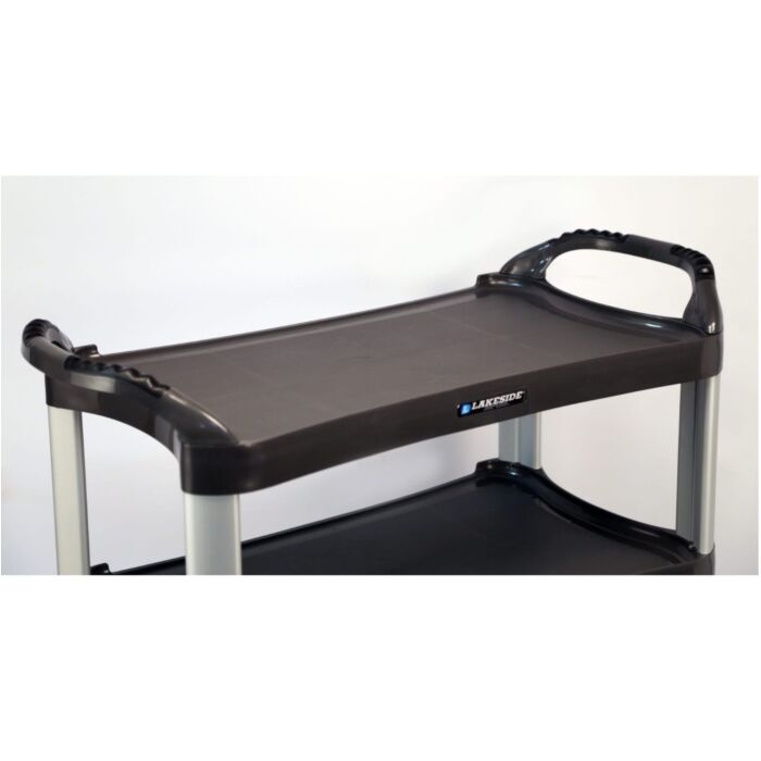 500 lb Capacity Three Shelf Plastic Utility Cart with Dual Handle