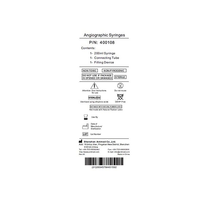 Contrast Syringe for Bracco Empower CT &amp; CTA Injector
