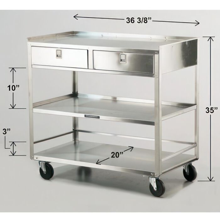 Equipment Stand with 2 Drawers and 3 shelves – 500 lb capacity