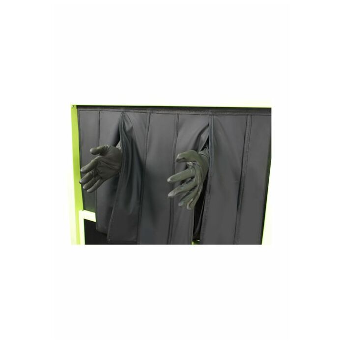 Tilted Mobile Barrier with Reach Through Curtain