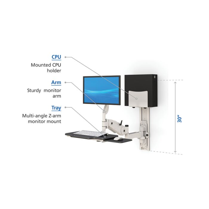 Wall Mounted Medical Computer Workstation