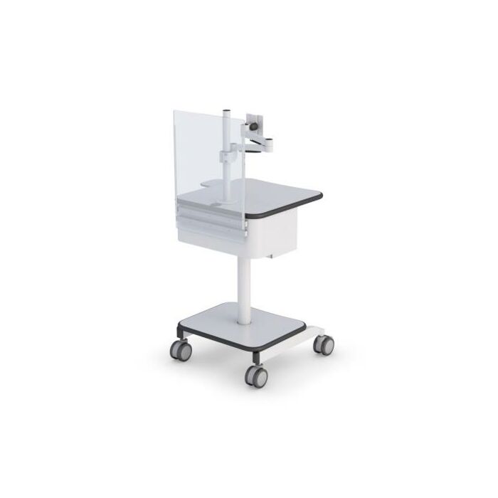 Mobile Computer Cart Monitor Arm with Sneeze and Cough Guard