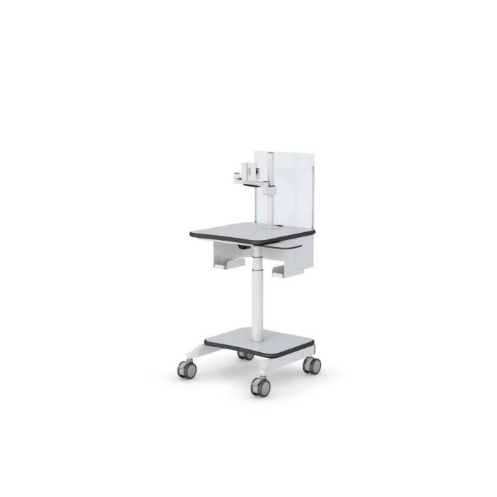 Mobile Computer Cart Monitor Arm with Sneeze and Cough Guard