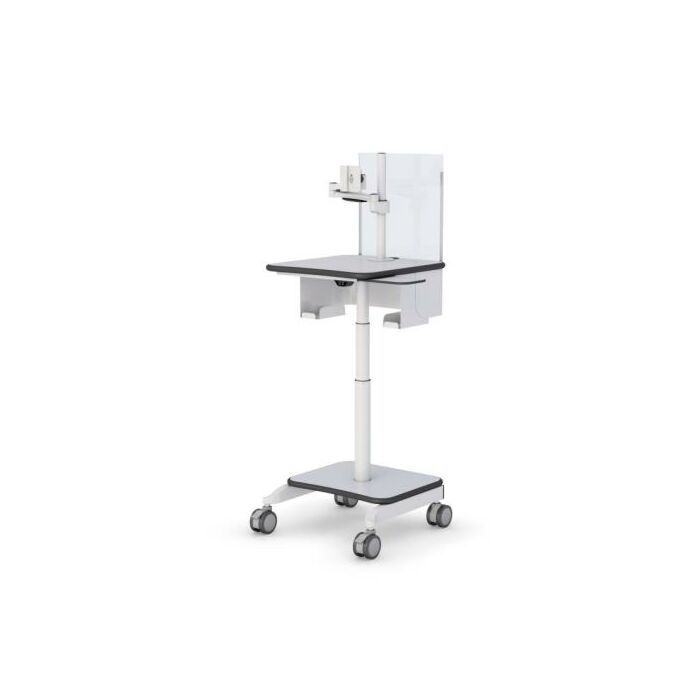 Mobile Computer Cart Monitor Arm with Sneeze and Cough Guard