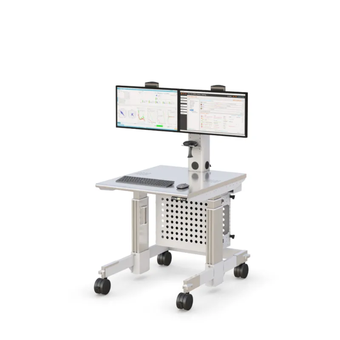 Height Adjustable Dual Monitor Clean Room Mobile Workstation