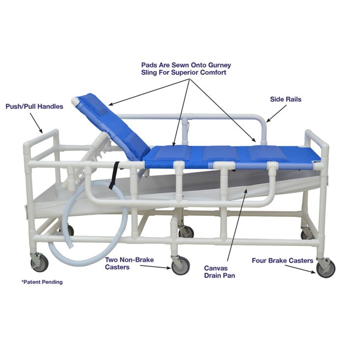 PVC Shower Gurney (450 lb Capacity)