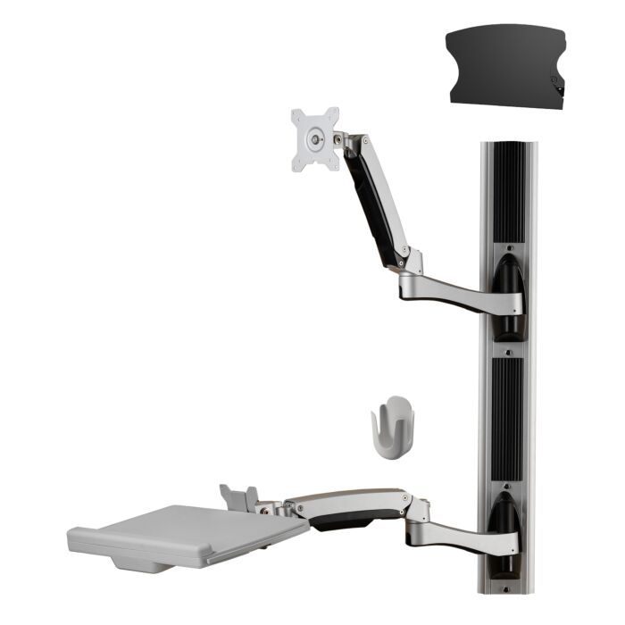 Sit-Stand Combo Workstation Wall Mount System with Extended Display Arm Sit-Stand Combo Workstation Wall Mount System with Extended Display Arm