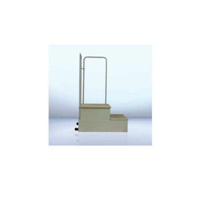 Lateral View 2 Step Weight Bearing Platform Footstool, Unassembled 