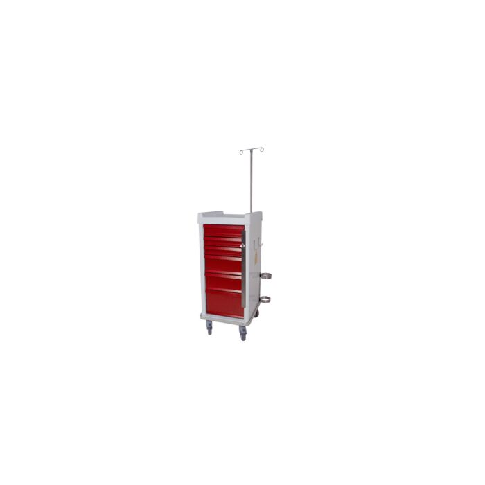 MR-Conditional Narrow Six Drawer Emergency Cart Breakaway Lock Specialty Package