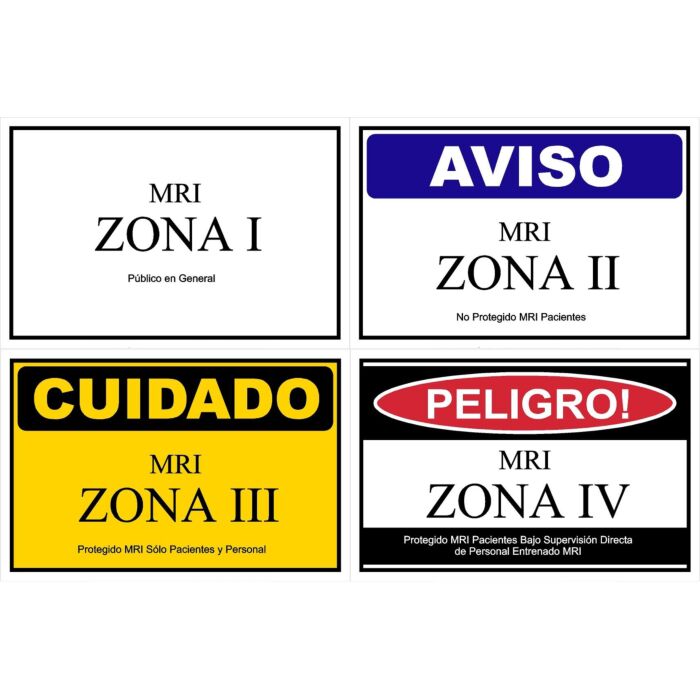 MRI Zone Sign 4 Pack