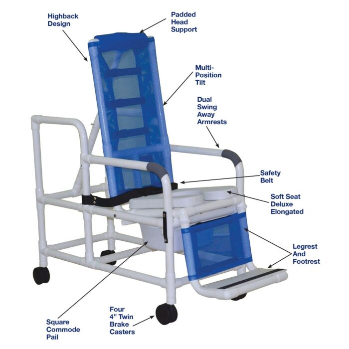 Tilting shower sales chair with wheels