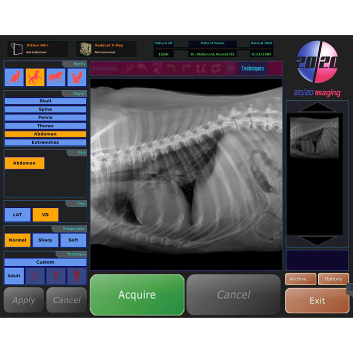 20/20 CFPT Wireless 14X17 Veterinary Direct Digital Imaging System - DR PANEL